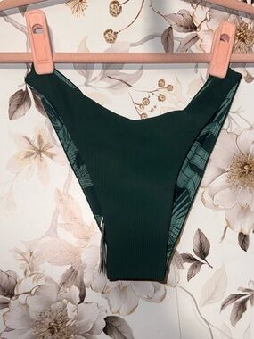 POPFLEX Dark Green Ribbed High-Cut Bikini Bottom